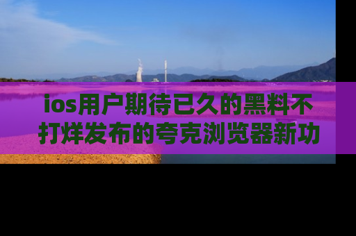 ios用户期待已久的黑料不打烊发布的夸克浏览器新功能上线啦!
