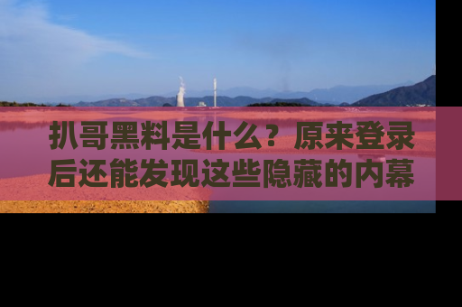 扒哥黑料是什么？原来登录后还能发现这些隐藏的内幕！